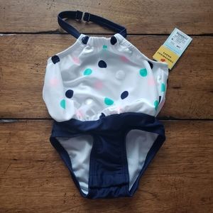 NWT 12 month Cat and Jack 1 piece Snap swimsuit